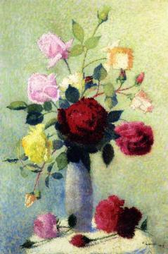 Vase Of Roses Artwork by Achille Lauge