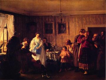 Congratulating the Young at the Landowner's House Artwork by Grigorii Grigorievich Masoedov