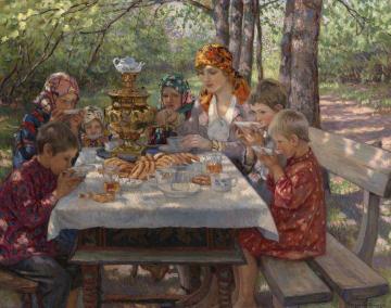 The Teacher's Guests Artwork by Nikolai Petrovich Bogdanov-belsky