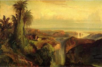 Indians on a Cliff Artwork by Thomas Moran