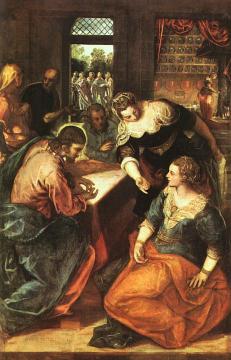 Christ with Martha and Mary Artwork by Tintoretto Jacopo