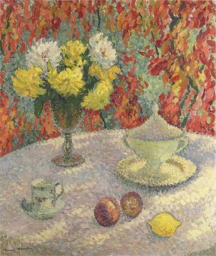 Dahlias in the sun Artwork by Henri Martin