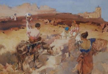 At A Mountain Well, Aragon Artwork by Sir William Russell Flint