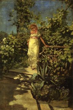 Young Woman in a Garden Artwork by Frederick Judd Waugh