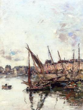 The Port of Trouville, Low Tide Artwork by Eugène-Louis Boudin