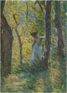Young girl in a clearing Artwork by Henri Lebasque