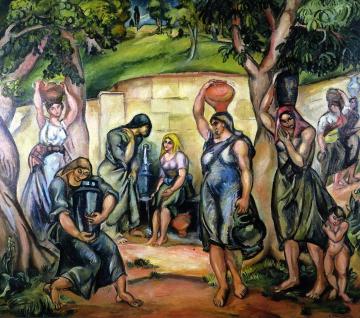 Women At The Fountain Of Guarda Artwork by Emile-othon Friesz