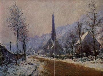 Church at Jeufosse, Snowy Weather Artwork by Claude Oscar Monet