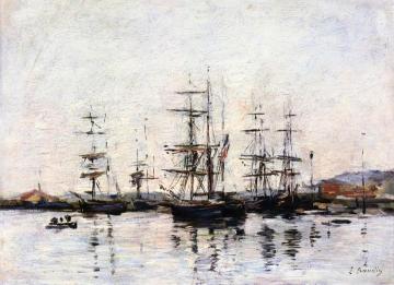 Port, Sailboats at Anchor Artwork by Eugène-Louis Boudin