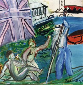 Boaters on the Themes Artwork by Raoul Dufy