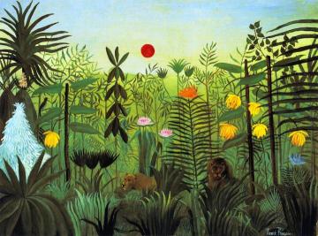 Exotic Landscape With Lion And Lioness In Africa Artwork by Henri Rousseau