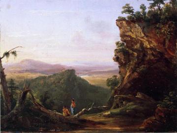 Indians Viewing Landscape Artwork by Thomas Cole