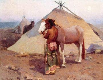 Klikitat Indian With Pony Artwork by E. Irving Couse