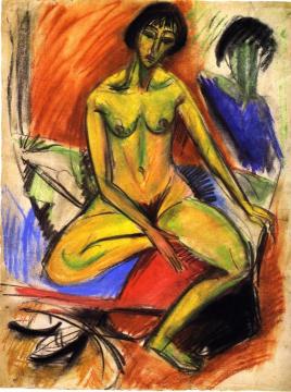 Sitzender weiblicher Akt Artwork by Ernst Ludwig Kirchner