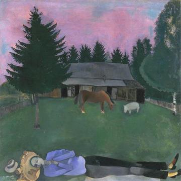 The Poet Reclining Artwork by Marc Chagall