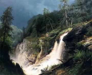 Western Waterfall Artwork by Herman Herzog