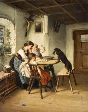 Feeding dog Artwork by Carl Reichert