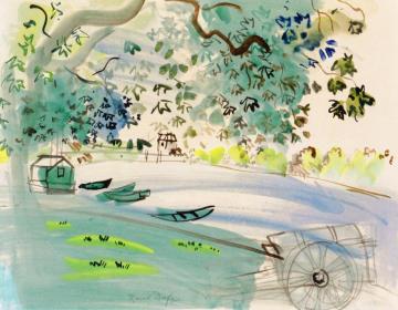 Boats by the River with Cart Artwork by Raoul Dufy