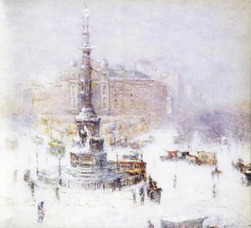 Columbus Circle, Winter Artwork by Guy Wiggins