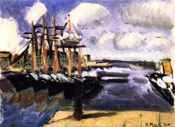 Four Boats Side by Side in the Marseilles Harbor Artwork by Henri Matisse