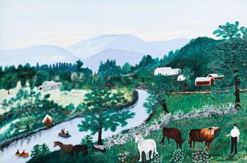 At The Bend Of The River Artwork by Anna Mary Robertson Grandma Moses