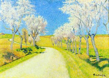 Road With Flowering Almond Trees Artwork by Achille Lauge