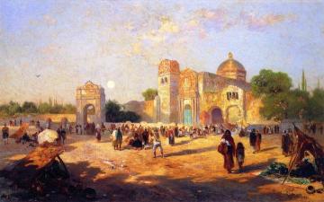 Mexican Plaza, Market Day Artwork by Thomas Moran