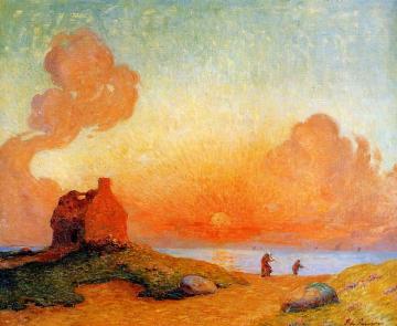 Sunset by the Sea, Brittany Artwork by Ferdinand du Puigaudeau