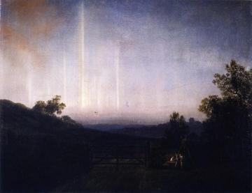 Landscape with Aurora Borealis. In the Background Middlefart Church Artwork by George William Joy