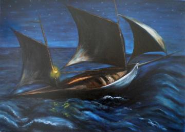 Night Sail Artwork by Louis Anquetin