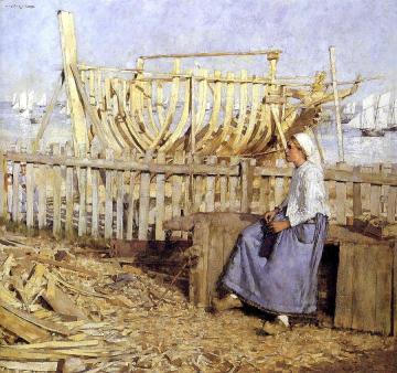 The Boat Builder's Yard - Cancale - Brittany Artwork by Henry la Thangue