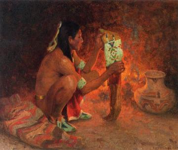 The Beaded Tobacco Bag Artwork by E. Irving Couse