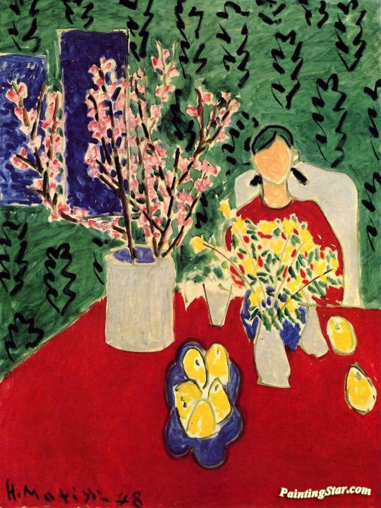 Plum Blossoms, Green Background Artwork by Henri Matisse