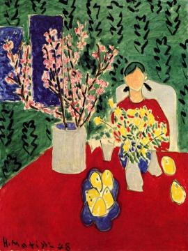 Plum Blossoms, Green Background Artwork by Henri Matisse