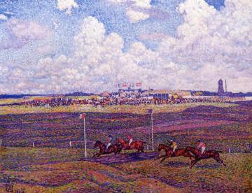 The Race Track at Boulogne-sur-Mer Artwork by Theo van Rysselberghe