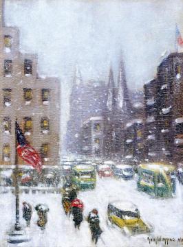 Winter on Fifth Avenue, New York Artwork by Guy Wiggins