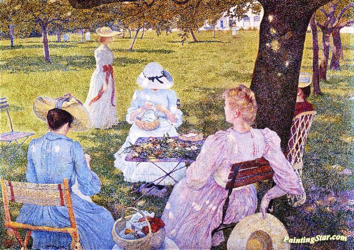 The Family In An Orchard Artwork by Theo van Rysselberghe
