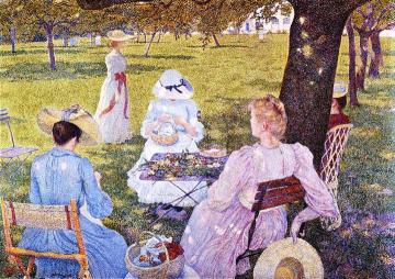 The Family In An Orchard Artwork by Theo van Rysselberghe