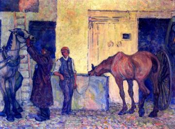 Thirsty Cab Horse Artwork by Robert Bevan
