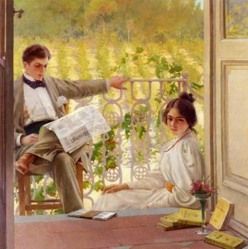 An Afternoono on the Porch Artwork by Vittorio Matteo Corcos