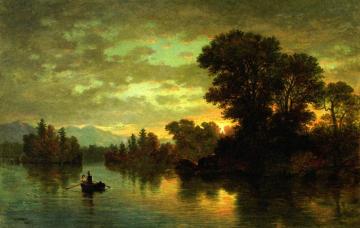 Landscape With Couple Boating Artwork by Christopher Pearse Cranch