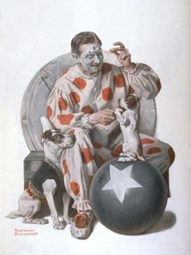 Clown Training Dogs Artwork by Norman Rockwell