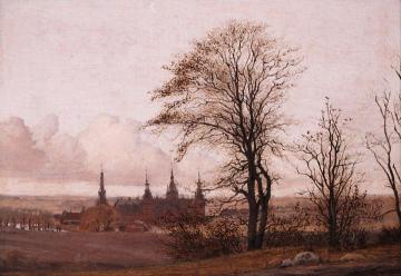 Autumn Landscape. Frederiksborg Castle in the Middle Distance Artwork by Christen Kobke