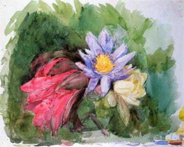 Water Lilies And Hibiscus Artwork by John La Farge