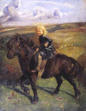 Miss Elizabeth Williamson on a Pony Artwork by Annie Swynnerton