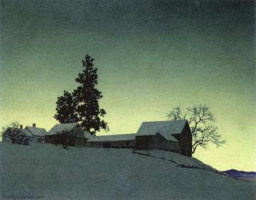 Winter Dusk Artwork by Maxfield Parrish