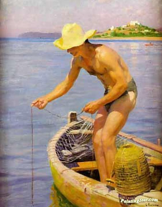 Hombre Pescando Artwork by Laureano Barrau