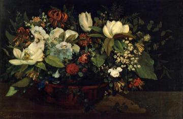 Basket Of Flowers Artwork by Gustave Courbet