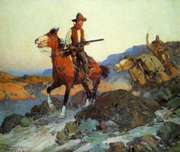 Along The Border Artwork by Frank Tenney Johnson