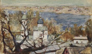 View of a Seaside Town Artwork by Stepan Kolesnikov